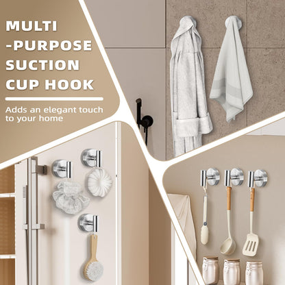 Fenas Suction Cup Hooks for Shower - No-Drill Mounting, 11lb Capacity, Brushed Nickel