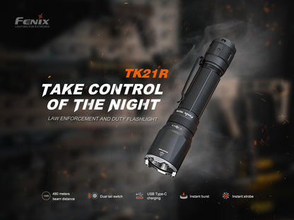 Fenix TK21R Tactical Flashlight – 3600 Lumens, USB-C Rechargeable, IP68