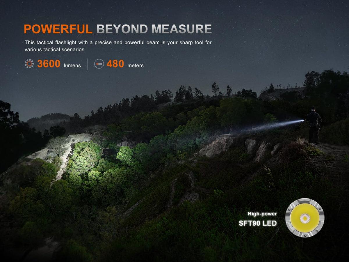 Fenix TK21R Tactical Flashlight – 3600 Lumens, USB-C Rechargeable, IP68