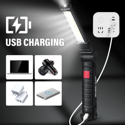 FIBRAVE LED Rechargeable Work Light with Magnetic Base – 5 Modes, 360° Rotation