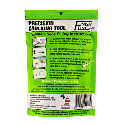 Finish Line Caulk Precision Caulking Tool Pro Pack – Refillable Syringe with Micro-Fine Tips for Baseboards, Trim & Small Seams