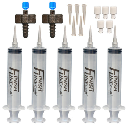 Finish Line Caulk Precision Caulking Tool Pro Pack – Refillable Syringe with Micro-Fine Tips for Baseboards, Trim & Small Seams