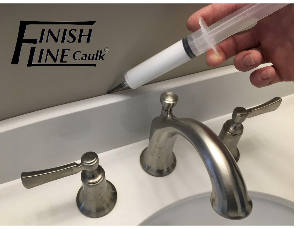 Finish Line Caulk Precision Caulking Tool Pro Pack – Refillable Syringe with Micro-Fine Tips for Baseboards, Trim & Small Seams