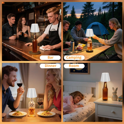 Fintoriel Rechargeable Wireless Bottle Lamp – 3-Color Stepless Dimmable