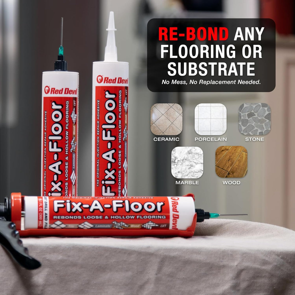 Fix-A-Floor Original Tile Repair Adhesive – Loose Tile Bonding Kit (Pack of 2)