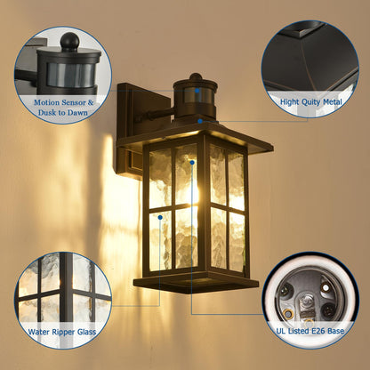 FLEDAVID 2 Pack Motion Sensor Outdoor Porch Lights – Dusk to Dawn, Black