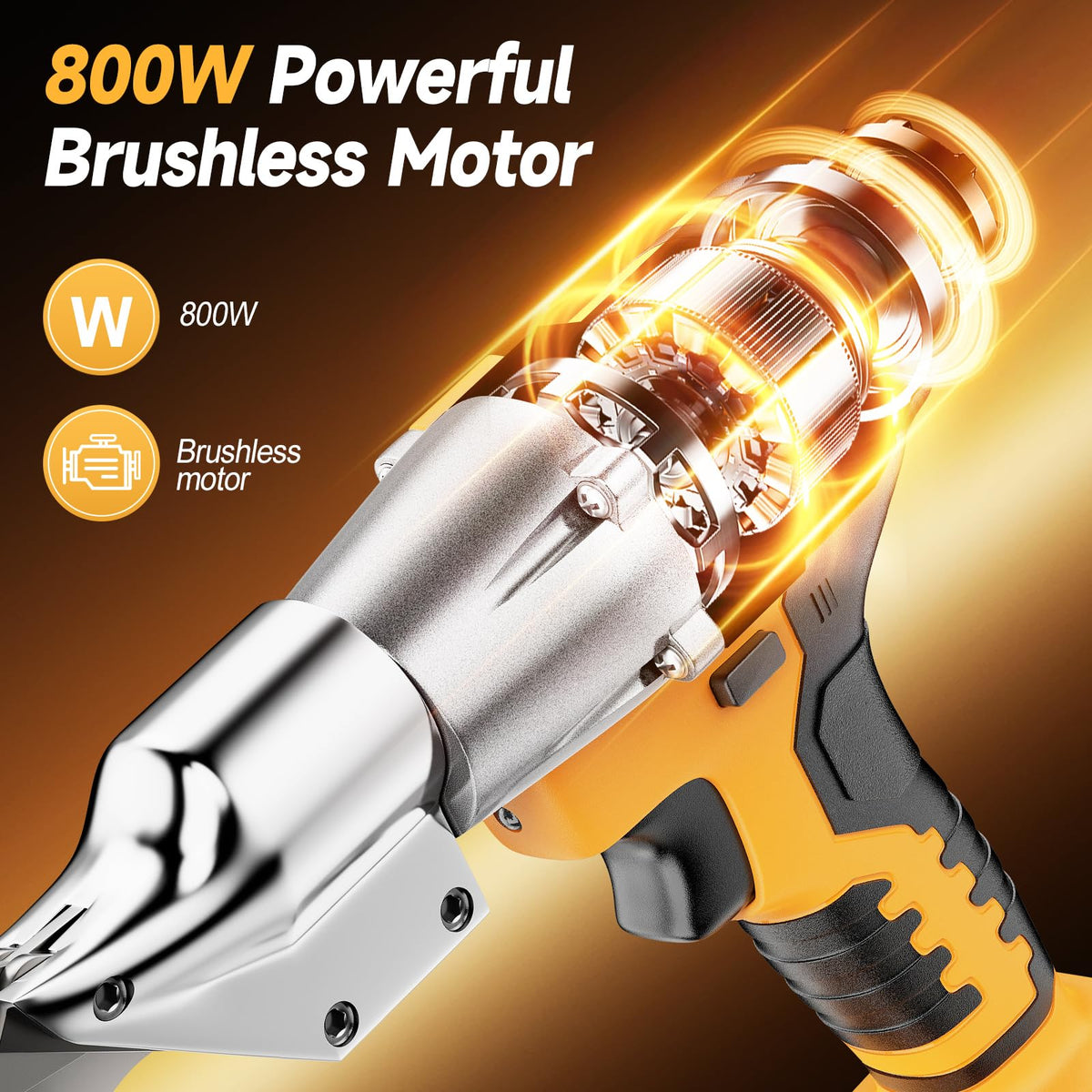 Fledukten Cordless Metal Shears — DeWalt 20V Max Compatible, Brushless Torque, 360° Head, LED Light