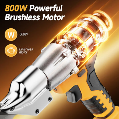 Fledukten Cordless Metal Shears — DeWalt 20V Max Compatible, Brushless Torque, 360° Head, LED Light