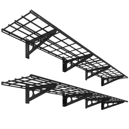 FLEXIMOUNTS 12x72 Wall Shelf – 2-Pack Garage Storage Rack, Black