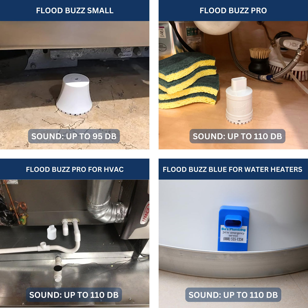 Flood Buzz Small Water Leak Alarm 3-Pack | Ready to Use, No Setup Required