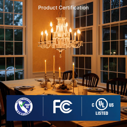 FLSNT LED Candelabra Bulbs 40W Equivalent, 12-Pack, 2200K Amber Glass, Dimmable, E12 – UL/CA65 Listed