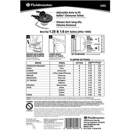 Fluidmaster 5403 3-Inch Water-Saving Long-Life Toilet Flapper