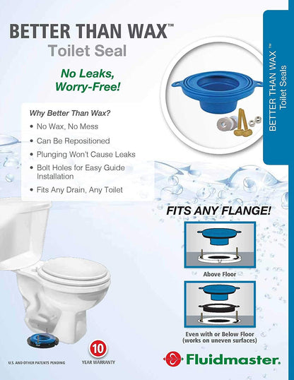 Fluidmaster 7530P8 Universal Wax-Free Toilet Seal | 2-Pack | Fits Any Drain
