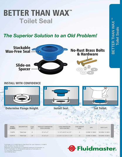 Fluidmaster 7530P8 Universal Wax-Free Toilet Seal | 2-Pack | Fits Any Drain