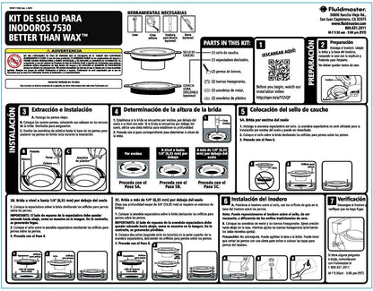Fluidmaster 7530P8 Universal Wax-Free Toilet Seal | 2-Pack | Fits Any Drain