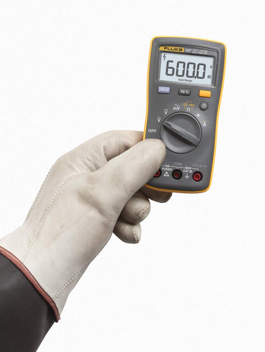 Fluke 107 AC/DC Current Handheld Digital Multimeter | Palm-Sized, CAT III 600 V Safety