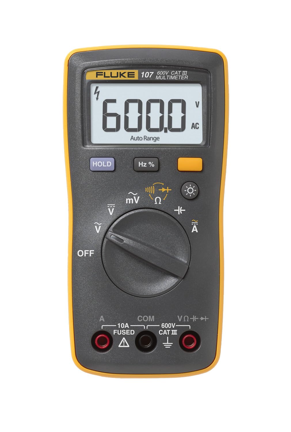 Fluke 107 AC/DC Current Handheld Digital Multimeter | Palm-Sized, CAT III 600 V Safety