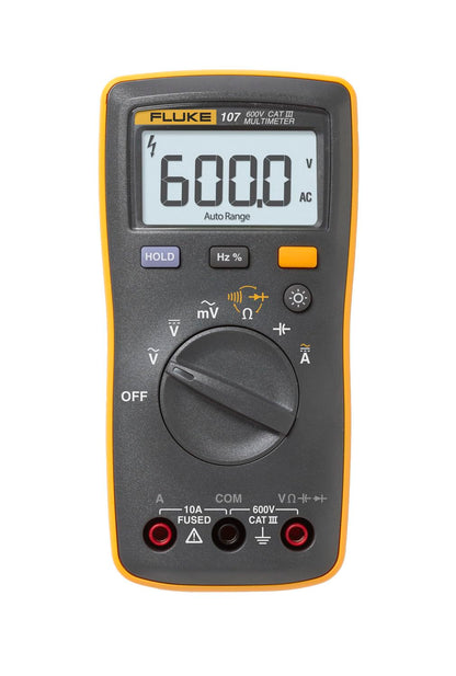 Fluke 107 AC/DC Current Handheld Digital Multimeter | Palm-Sized, CAT III 600 V Safety