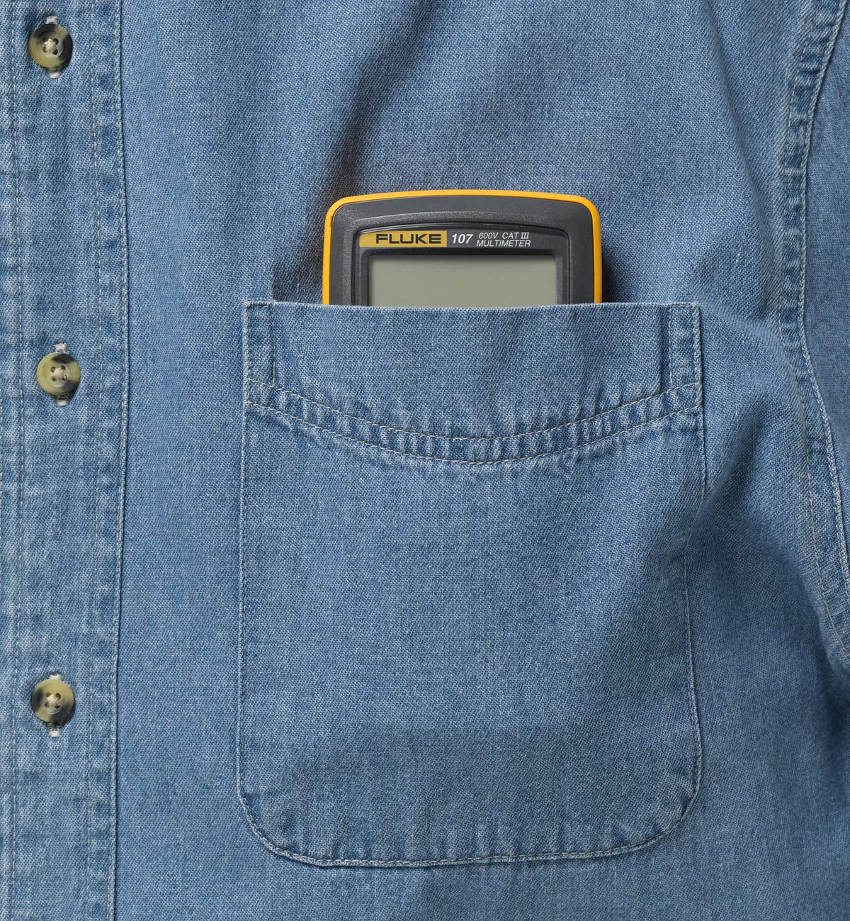 Fluke 107 AC/DC Current Handheld Digital Multimeter | Palm-Sized, CAT III 600 V Safety