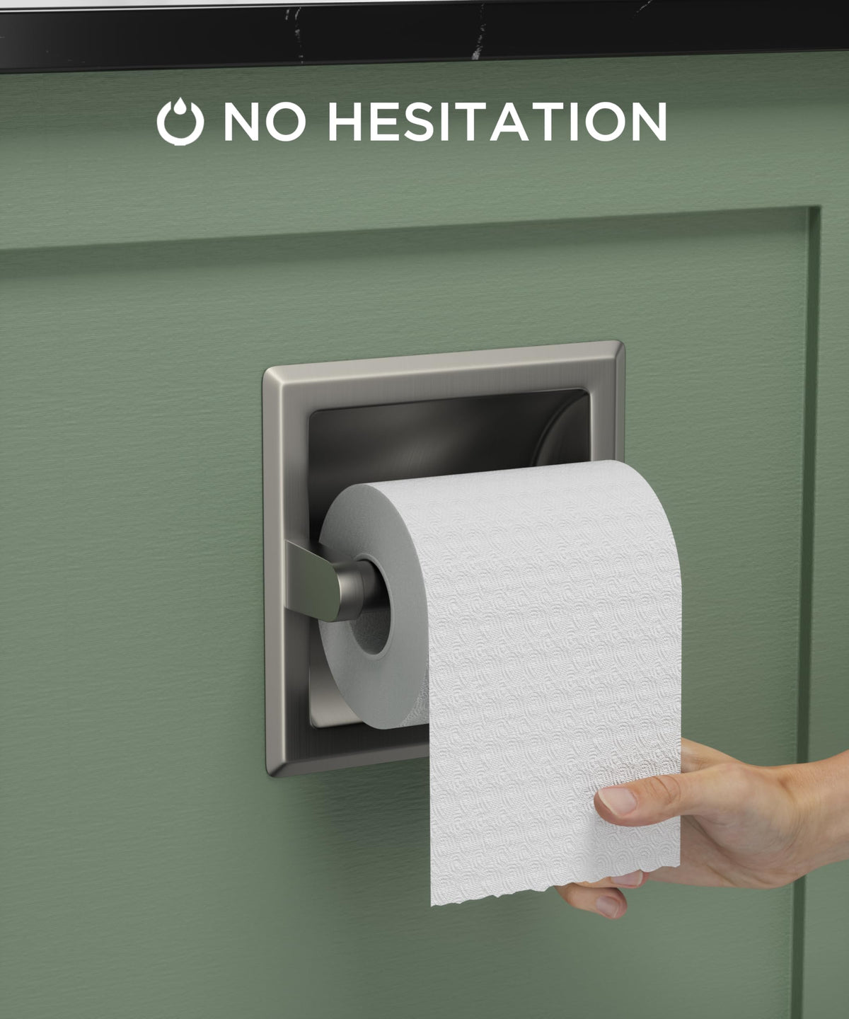 FORIOUS Recessed Toilet Paper Holder – Brushed Nickel, Space-Saving Wall Mount