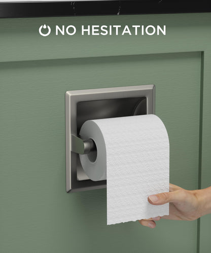 FORIOUS Recessed Toilet Paper Holder – Brushed Nickel, Space-Saving Wall Mount