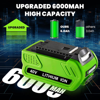 Forrat 2-Pack 6000mAh Replacement Battery for Greenworks 40V GMAX | 6.0Ah, Compatible with 29462/29472/29252/20202/22262/25322