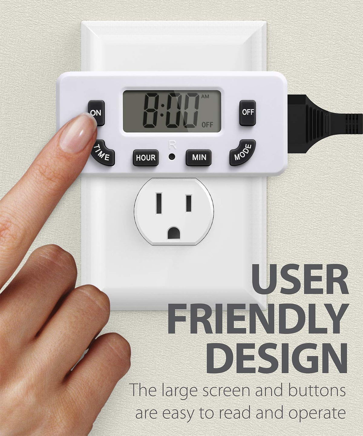 Fosmon 24-Hour Programmable Digital Timer Outlet (2-Pack) – On/Off Schedule, LCD Display, 125V 15A