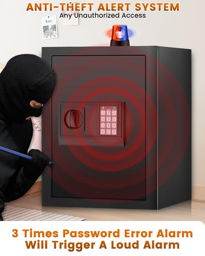 FOWORE 16.54-Inch Tall 2.5 Cuft Home Safe with Fireproof Bag, Anti-Theft Digital Lock & LED Interior
