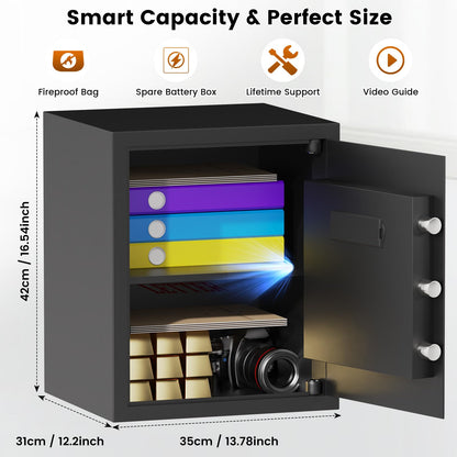 FOWORE 16.54-Inch Tall 2.5 Cuft Home Safe with Fireproof Bag, Anti-Theft Digital Lock & LED Interior