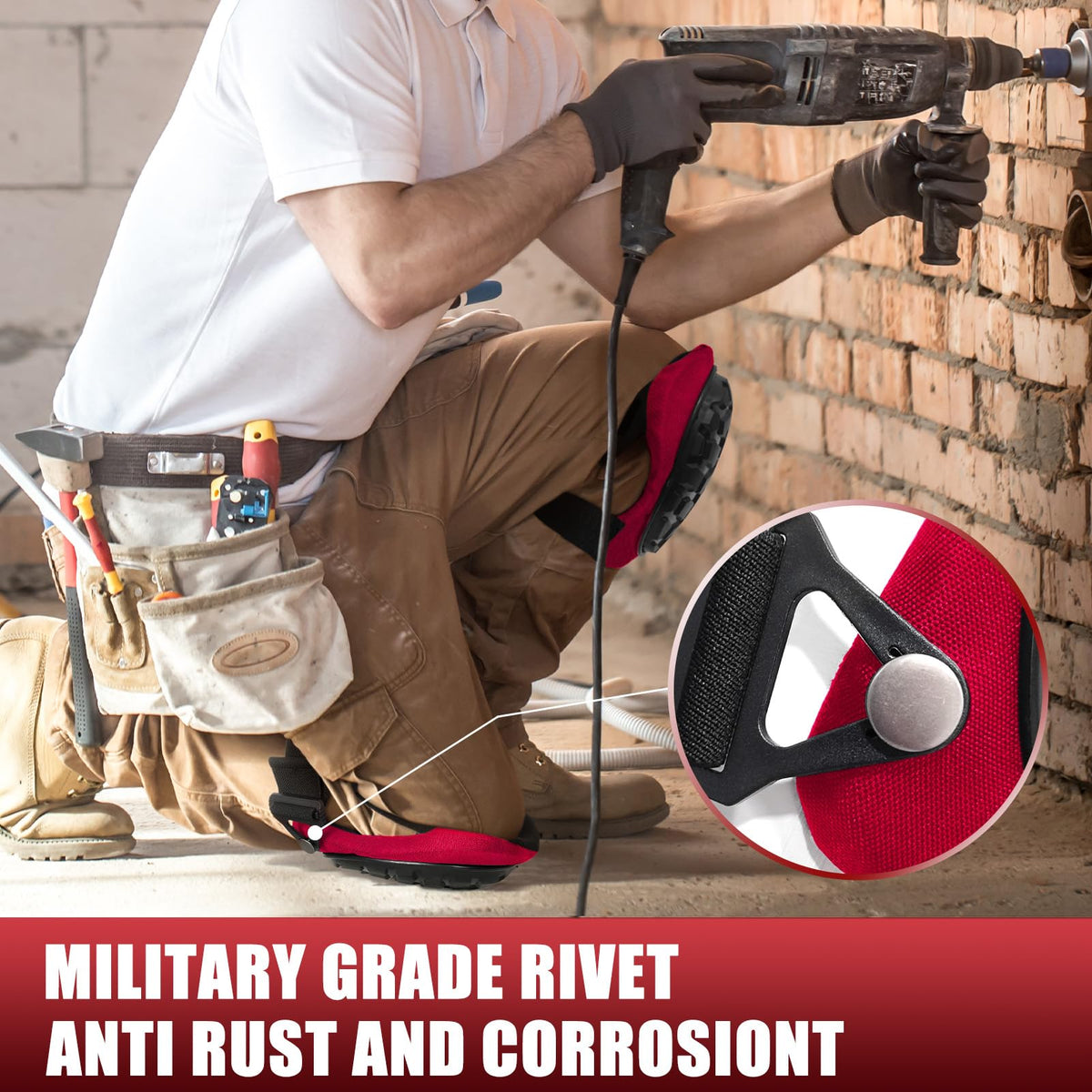 FREEKYROCK Professional Knee Pads for Work – Heavy Duty Cap, Gel Cushion, Adjustable Straps