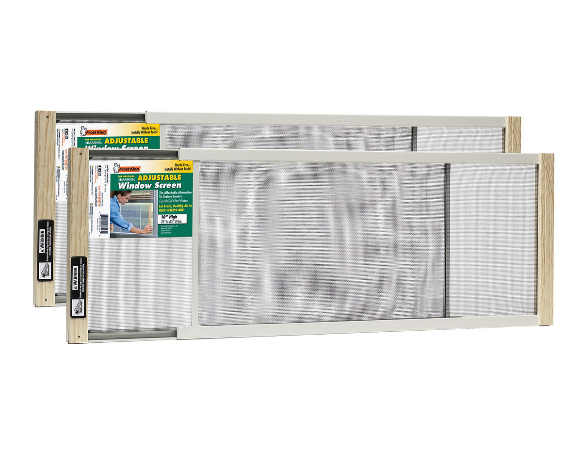 Frost King 2AWS1045 WB Marvin Adjustable Window Screen – 10in High, Fits 25–45in Wide (2-Pack)