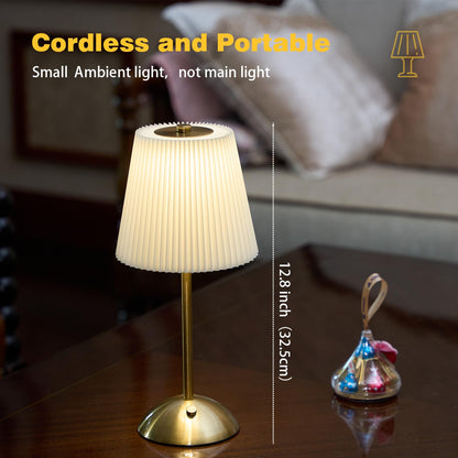 Fsaox Cordless Table Lamp — 3000mAh Rechargeable, 3-Color Dimmable, Beige Fabric Shade