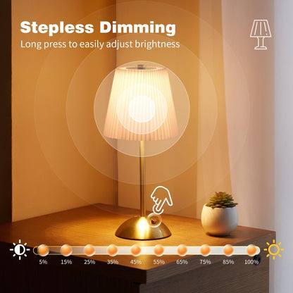 Fsaox Cordless Table Lamp — 3000mAh Rechargeable, 3-Color Dimmable, Beige Fabric Shade