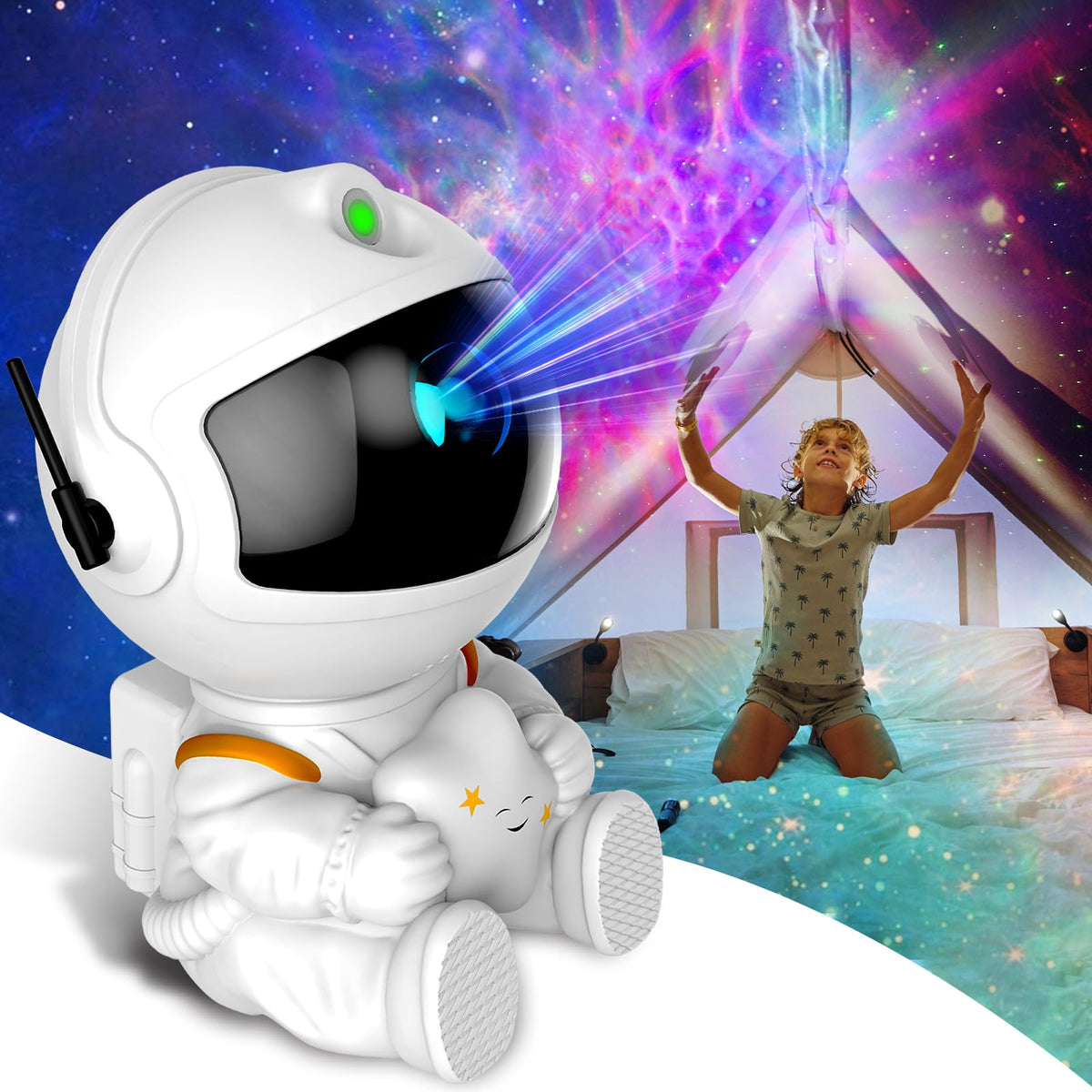 FSSQBFLC Astronaut Galaxy Projector – Nebula Light with Remote, 8 Nebula Effects, Timer