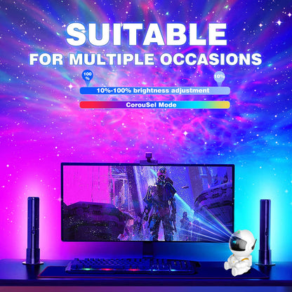FSSQBFLC Astronaut Galaxy Projector – Nebula Light with Remote, 8 Nebula Effects, Timer