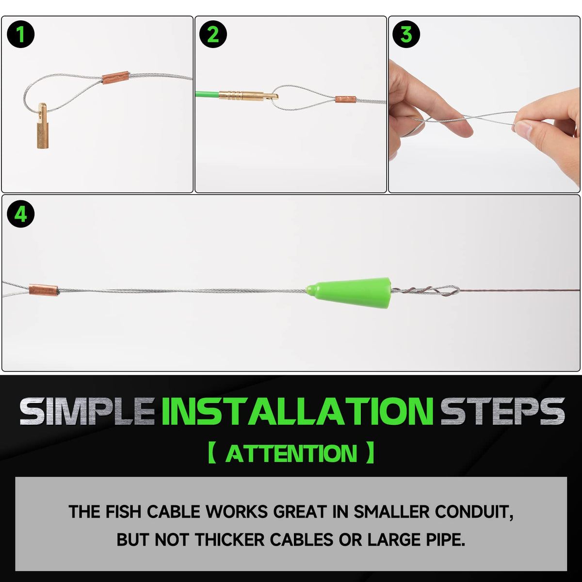 FTIHTRY 22ft Fiberglass Wire Pulling Kit with 8 Attachments
