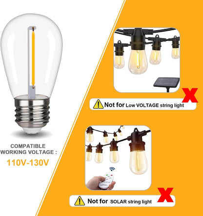 FUTIME 48-Pack S14 LED Bulbs – 1W, Shatterproof & Waterproof, E26 Base, Warm White 2200K
