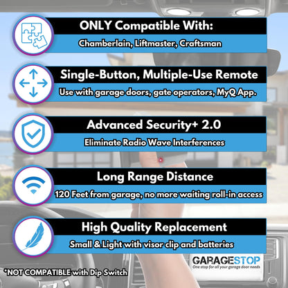 Garage Stop 891LM Universal Remote – Chamberlain/LiftMaster/Craftsman (1993–Present), 5 Learn Button, 2-Pack