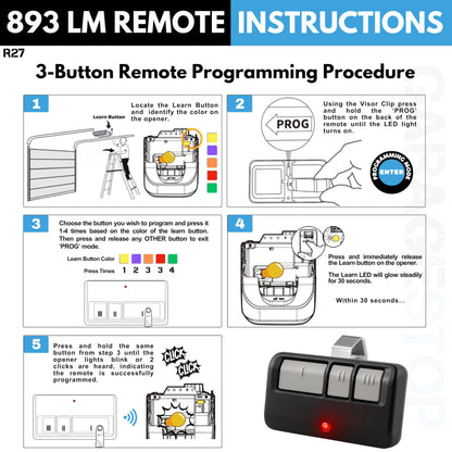 GARAGE STOP 2X Remote Replacement for LiftMaster Chamberlain Craftsman – 893LM 891LM 971LM 973LM, Extra Long-Range