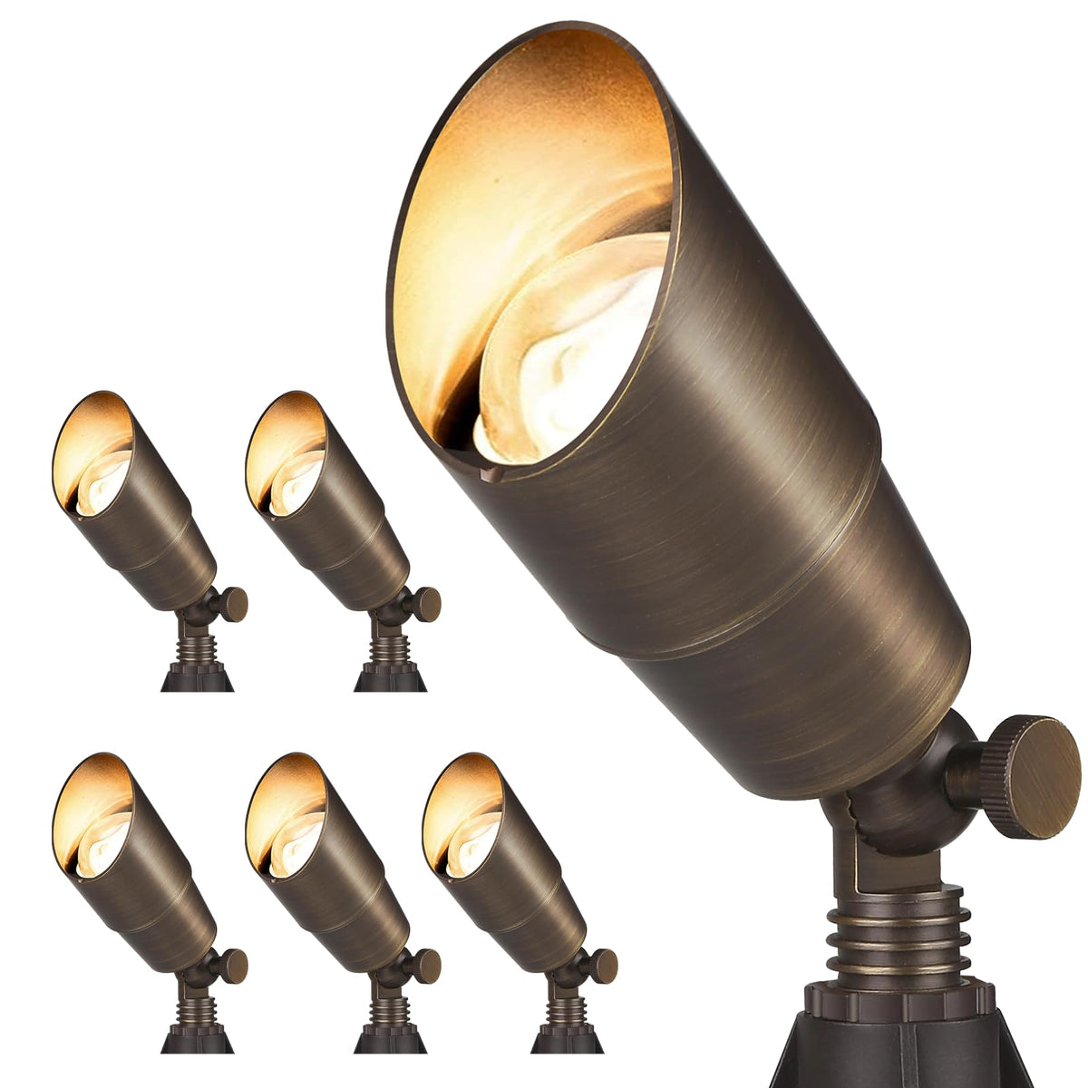 Gardencoin Solid Brass Outdoor Landscape Spotlights – 12V Bronze, 6 Pack