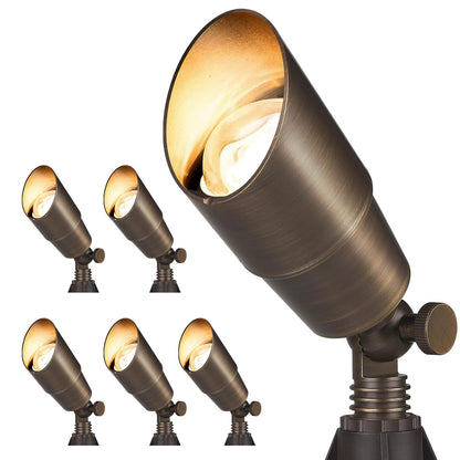 Gardencoin Solid Brass Outdoor Landscape Spotlights – 12V Bronze, 6 Pack