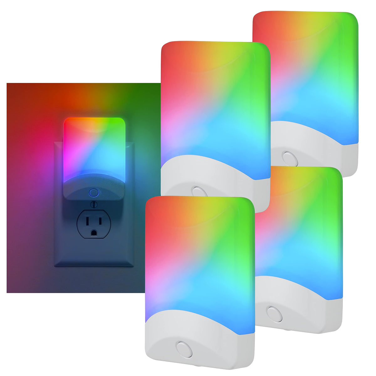 GE Color Changing LED Night Light 4-Pack | Dusk-to-Dawn Sensor