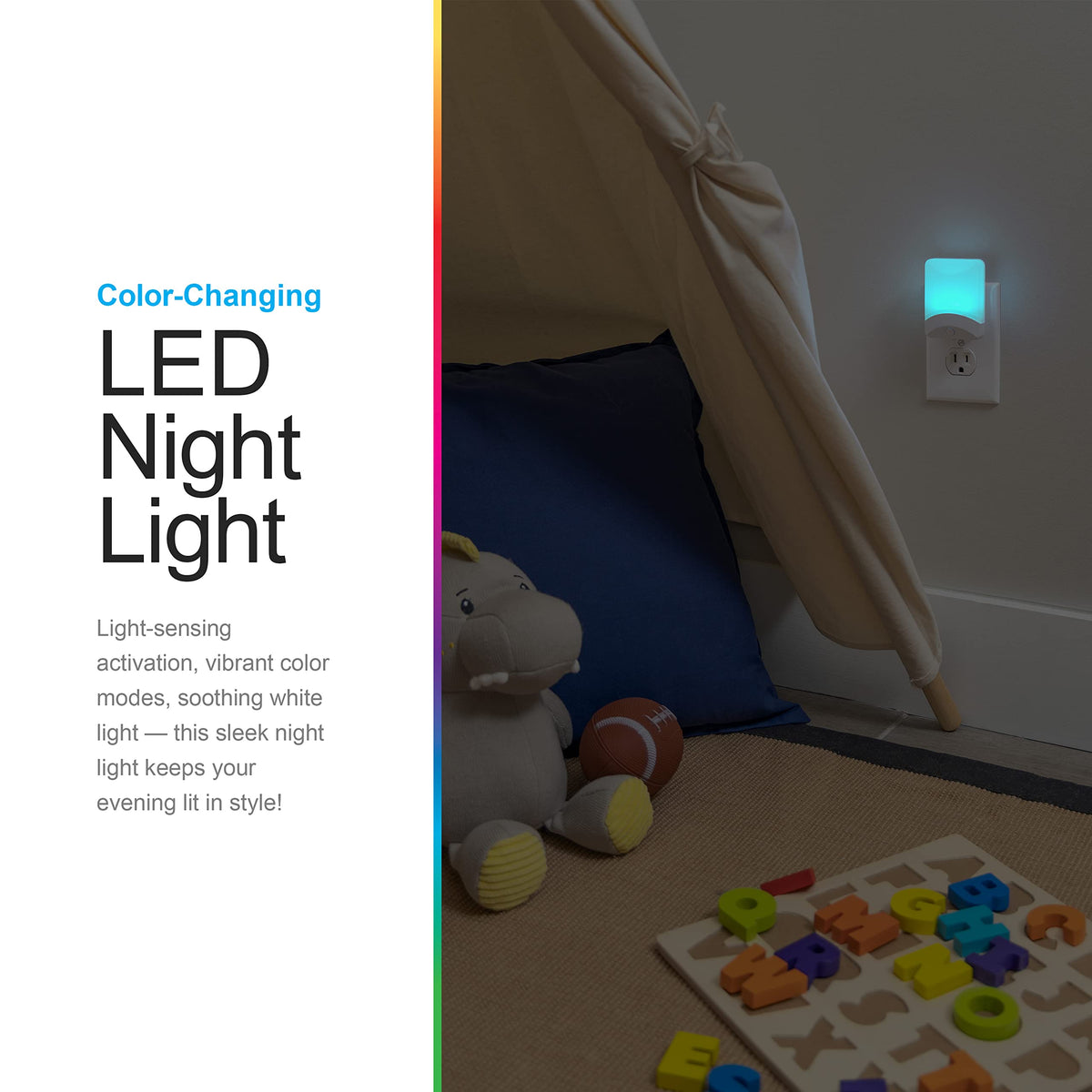 GE Color Changing LED Night Light 4-Pack | Dusk-to-Dawn Sensor