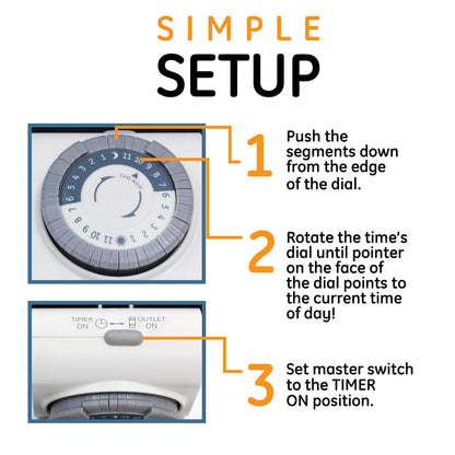 GE Mechanical Grounded Outlet Timer — 24-Hour Dual-Outlet Indoor Timer, 4-Pack (66405)