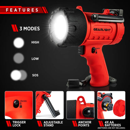 GearLight LED Spotlight Flashlight – Battery-Powered, Waterproof Handheld Spotlight for Camping & Outdoors