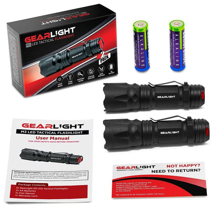 GearLight M3 Mini LED Flashlight Pack — 2 Compact Pocket Lights