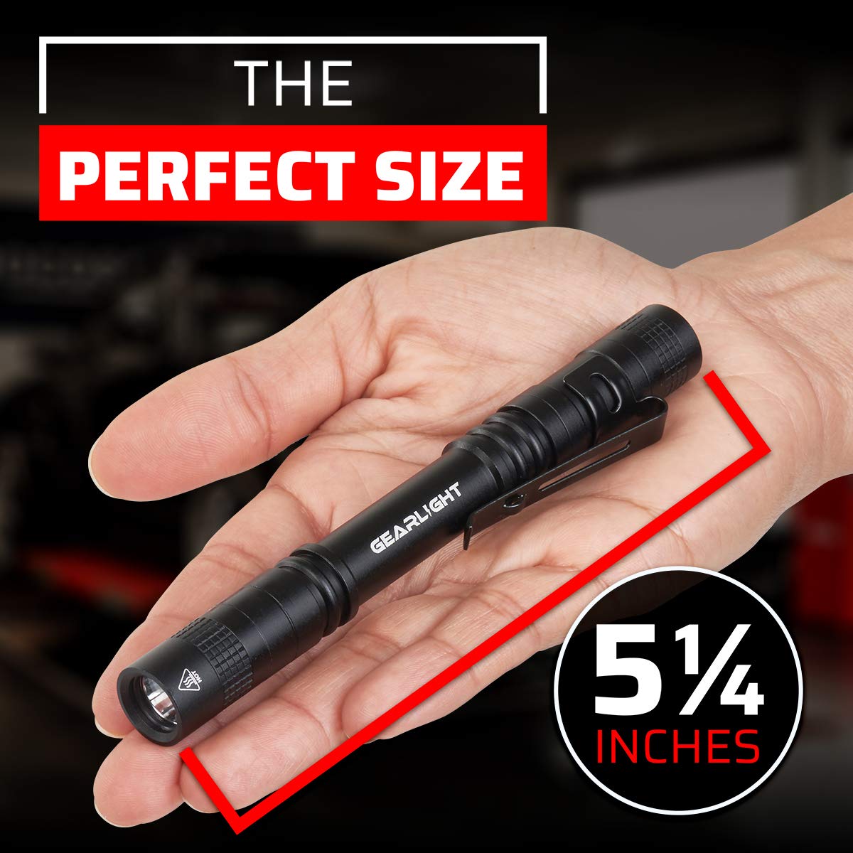 GearLight S100 LED Pocket Pen Light – 2 Pack, Compact Clip Flashlights
