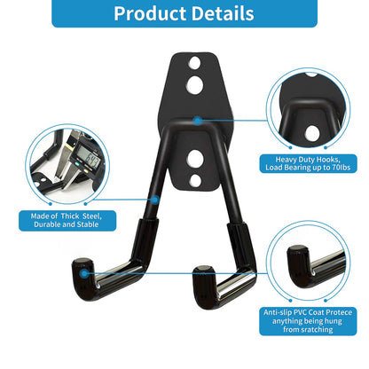 GeeWatom Garage Storage Utility Hooks – 6 Pack, Heavy-Duty Wall Mount (Black)