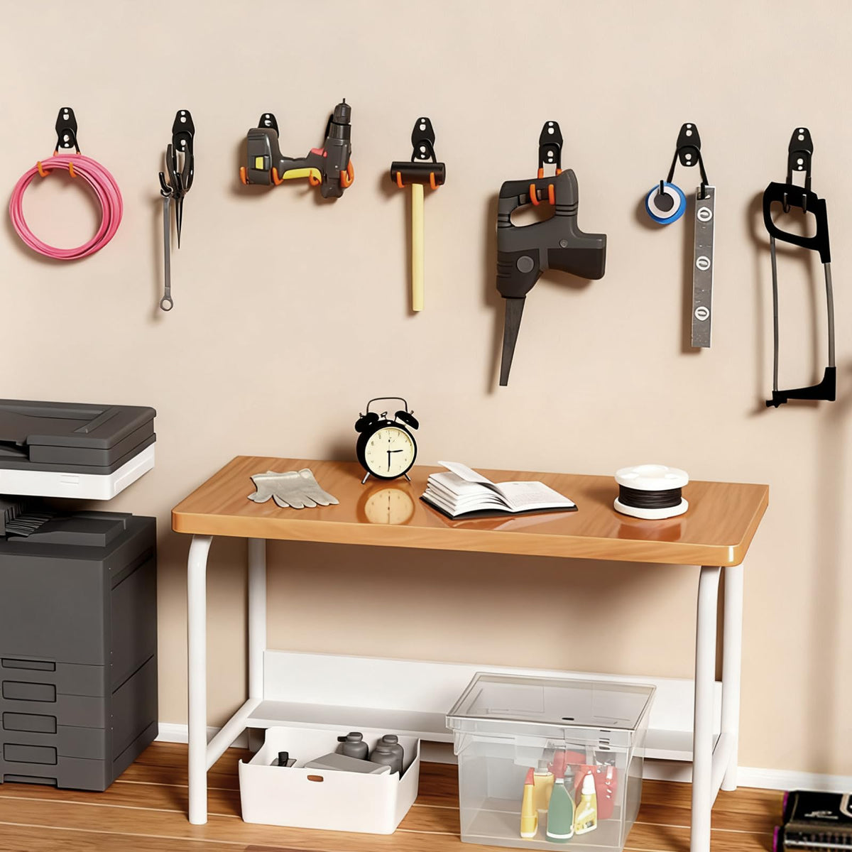 GeeWatom Garage Storage Utility Hooks – 6 Pack, Heavy-Duty Wall Mount (Black)