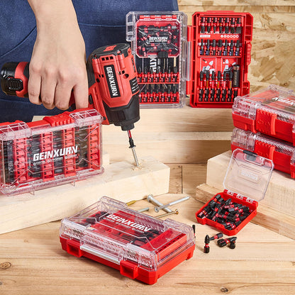 Geinxurn 65-Pieces Impact Screwdriver Bits Set – Magnetic S2 Steel Insert Bits with Red Storage Box
